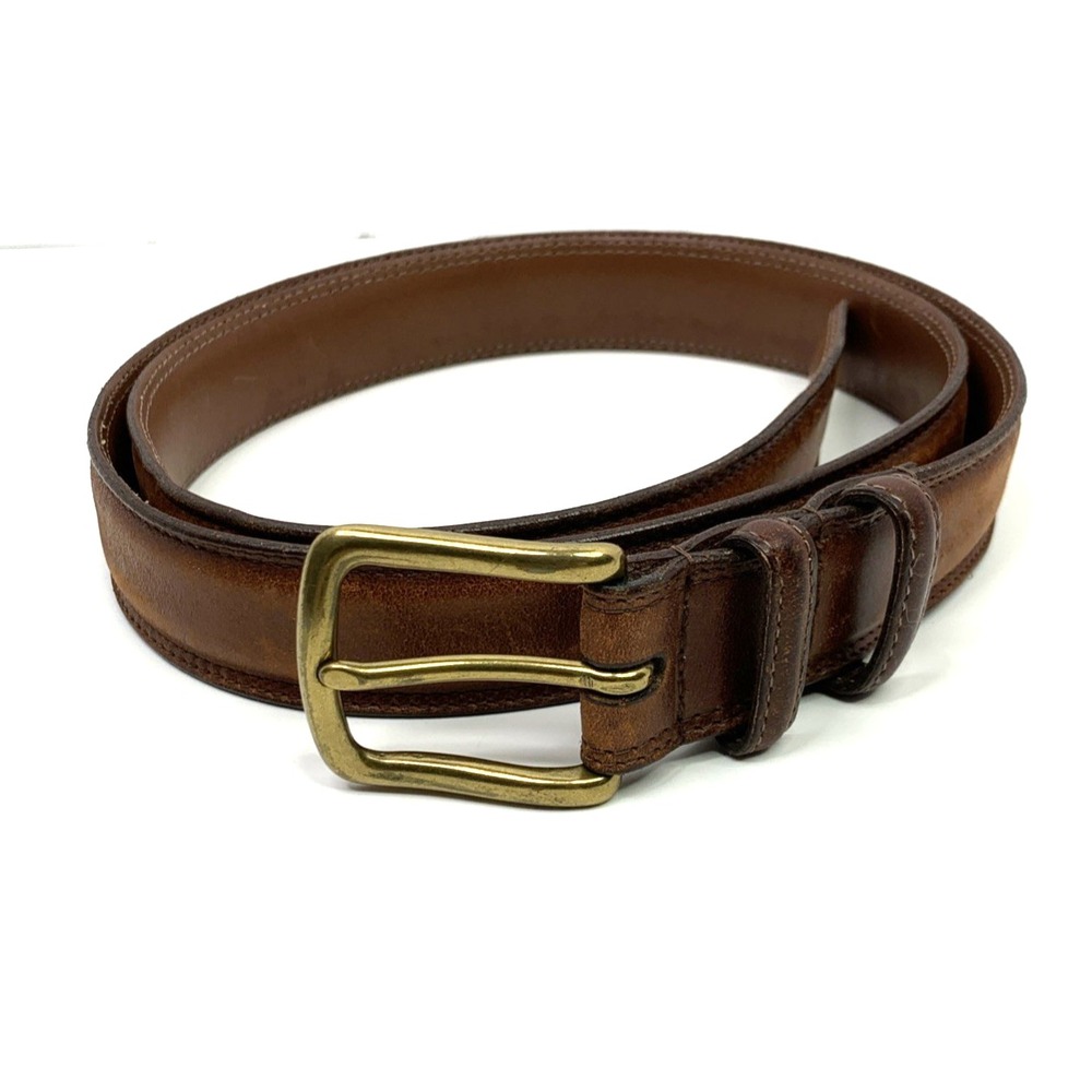 Torino Brown Leather Belt Size 42 Brass Buckle Oil Waxhide Harness Made In USA